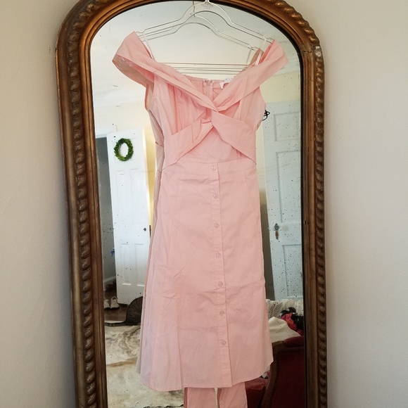 NWT! Coral button off shoulder dress - Picture 4 of 7